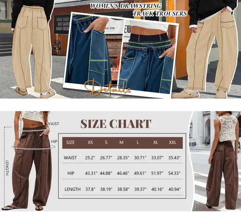 ⚡FINAL SALE⚡ Women’s Baggy Cargo Pants – High Waisted Drawstring Trousers with Pockets
