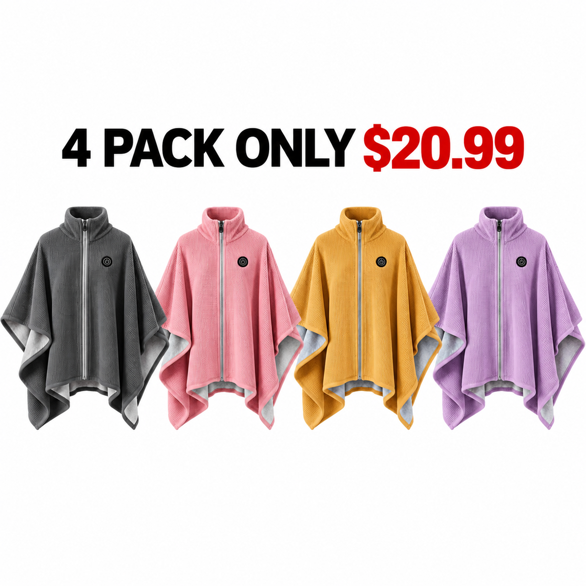 🔥 BESTSELLER | Women's Heated Poncho Wrap – Soft Fleece, USB Powered, 3 Heat Levels