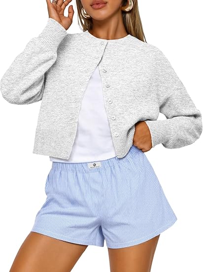 Trendy Queen Cropped Cardigan Sweaters for Women Fall Fashion Clothes