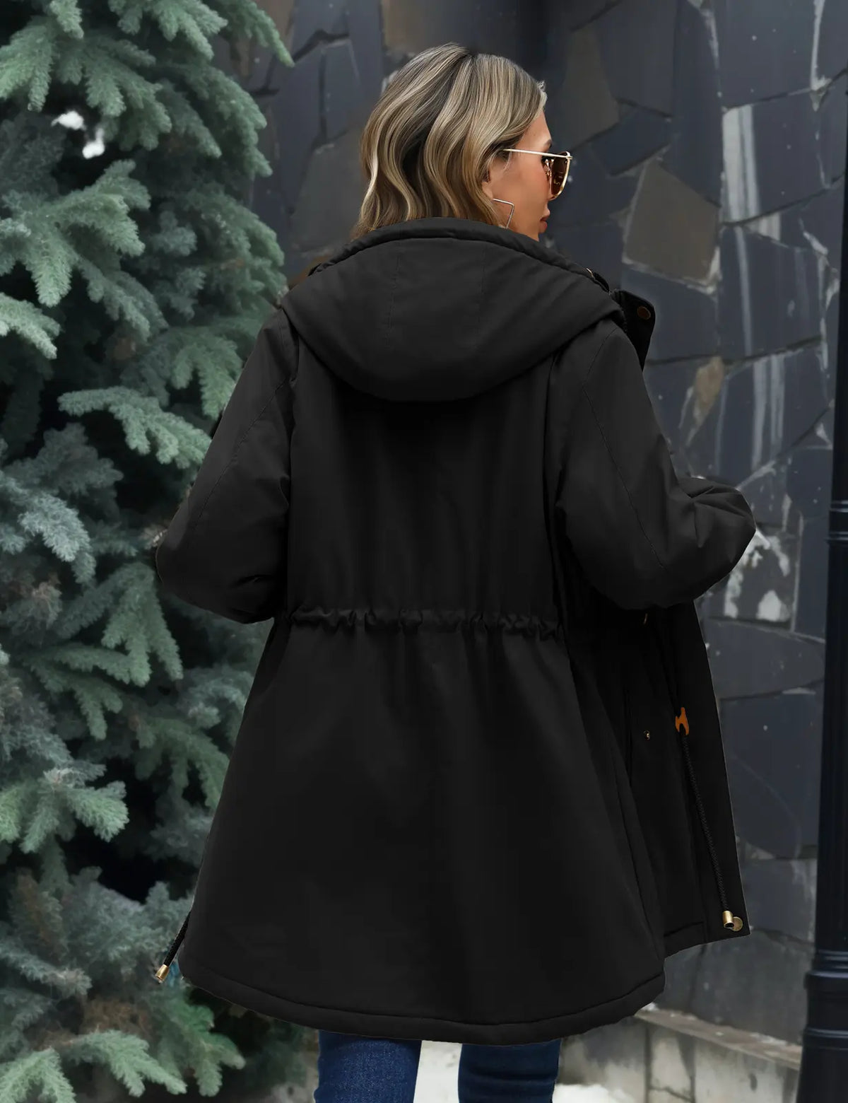Women's Fleece Parka Jacket, Hooded, Long Warm