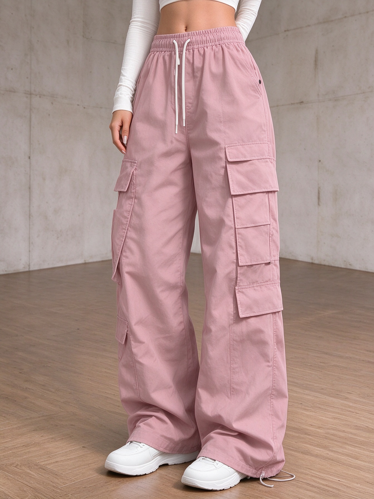✨Special Seasonal Offer✨Women's Casual Cargo Pants – Wide-Leg, Multi-Pocket Trousers with Drawstring Waist