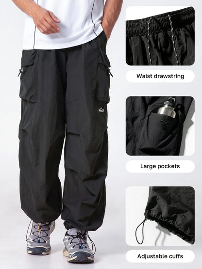 Unisex Baggy Parachute Cargo Pants – Lightweight Streetwear Trousers