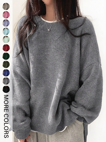 ✨Special Seasonal Offer✨Women’s Drop Shoulder Knit Sweater – Casual Long Sleeve Split Hem Pullover