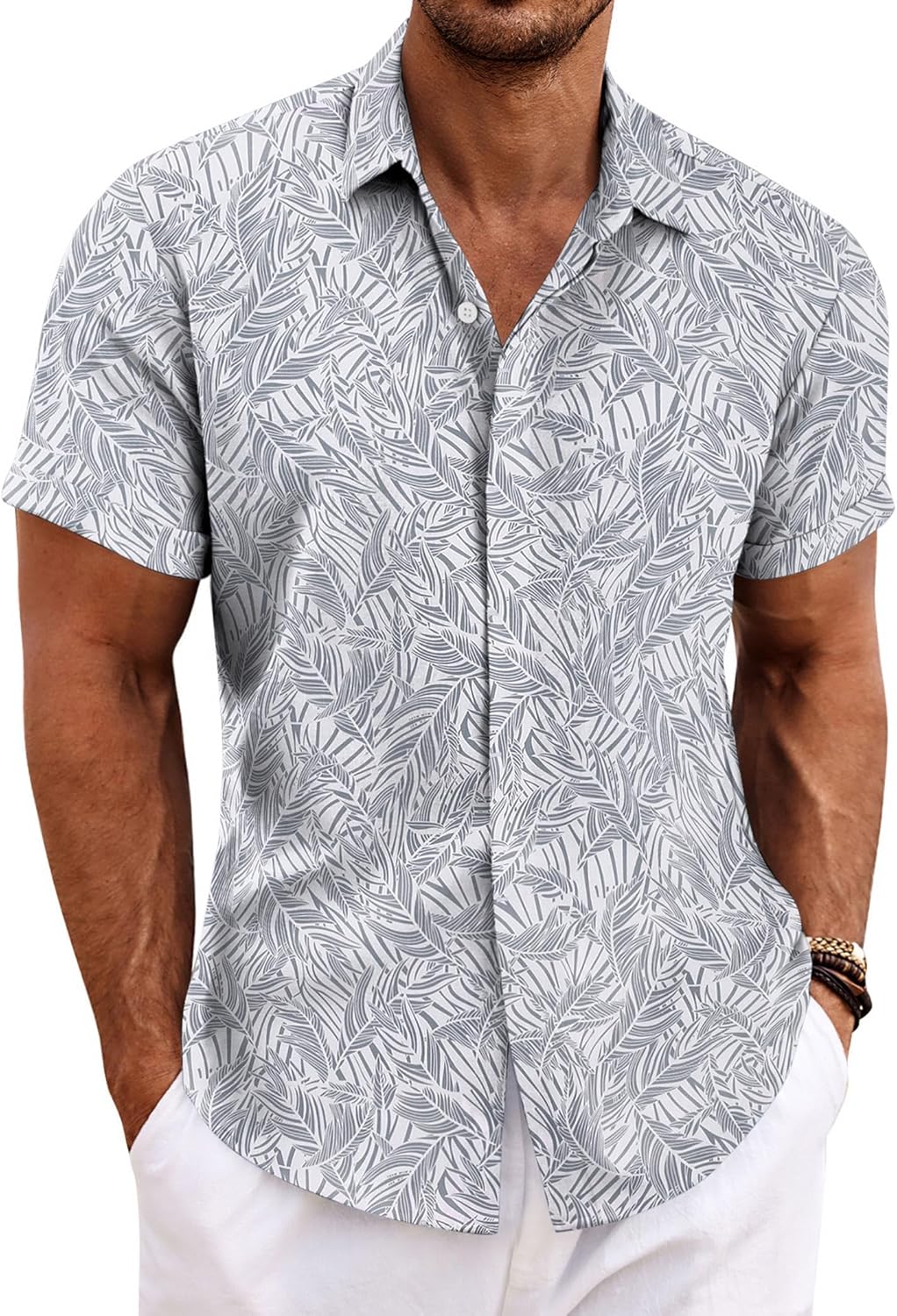 Men's Linen Shirts Short Sleeve Casual Shirts Button Down Shirt for Men Beach Summer Wedding Shirt