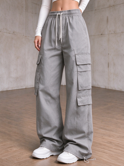 ✨Special Seasonal Offer✨Women's Casual Cargo Pants – Wide-Leg, Multi-Pocket Trousers with Drawstring Waist