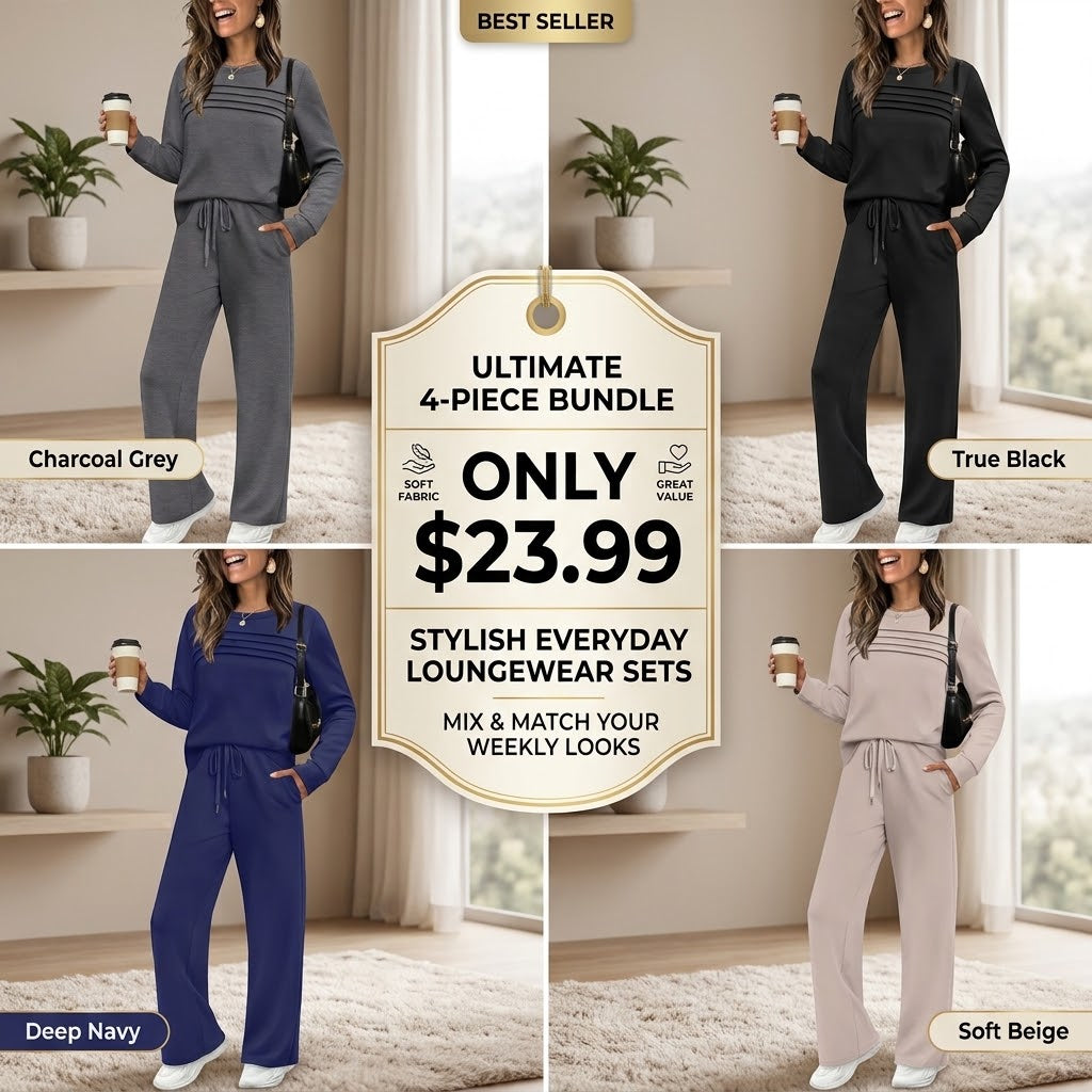 🥳💞 Over 45,000 sold 🔥 50% off 💥 Women's Casual Set: Top & Drawstring Pants 👕👖