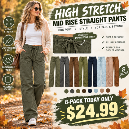 ⚡FINAL SALE⚡ Women's Mid-Rise Straight-Leg Pants – Comfortable Stretch Casual Trousers