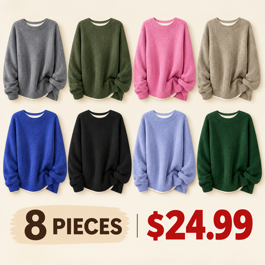 ✨Special Seasonal Offer✨Women’s Drop Shoulder Knit Sweater – Casual Long Sleeve Split Hem Pullover