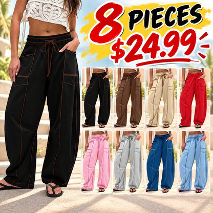 ⚡FINAL SALE⚡ Women’s Baggy Cargo Pants – High Waisted Drawstring Trousers with Pockets