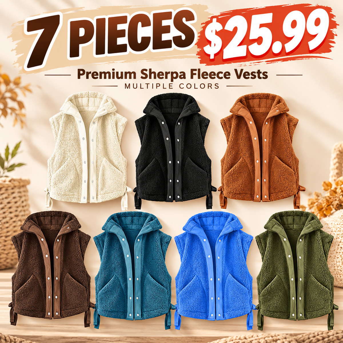 🔥 CLEARANCE SALE🔥Women’s Cozy Sherpa Vest – Warm Fleece Layer with Pockets