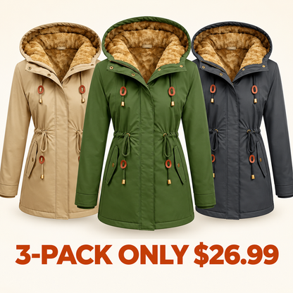 Women's Fleece Parka Jacket, Hooded, Long Warm