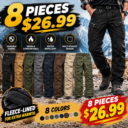 🔥 Men's Fleece-Lined Cargo Work Pants | Windproof & Water-Repellent