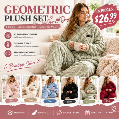 💖Black Friday Mega Deal – 50% off!💖Embossed Geometric Plush Set – Timeless Comfort & Effortless Style For Every Occasion