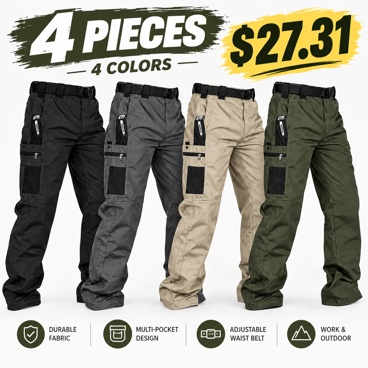 ✨FINAL SALE✨Men's Cargo Pants – Durable Water-Resistant Utility Trousers with Multiple Pockets