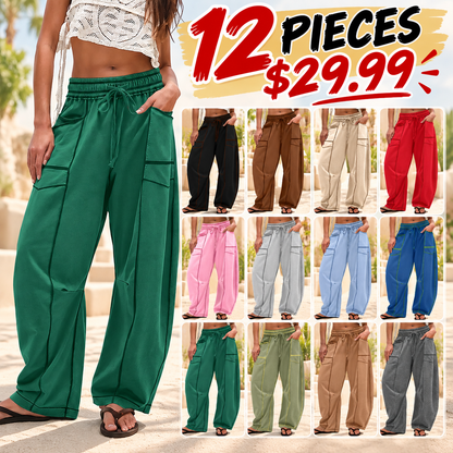 ⚡FINAL SALE⚡ Women’s Baggy Cargo Pants – High Waisted Drawstring Trousers with Pockets