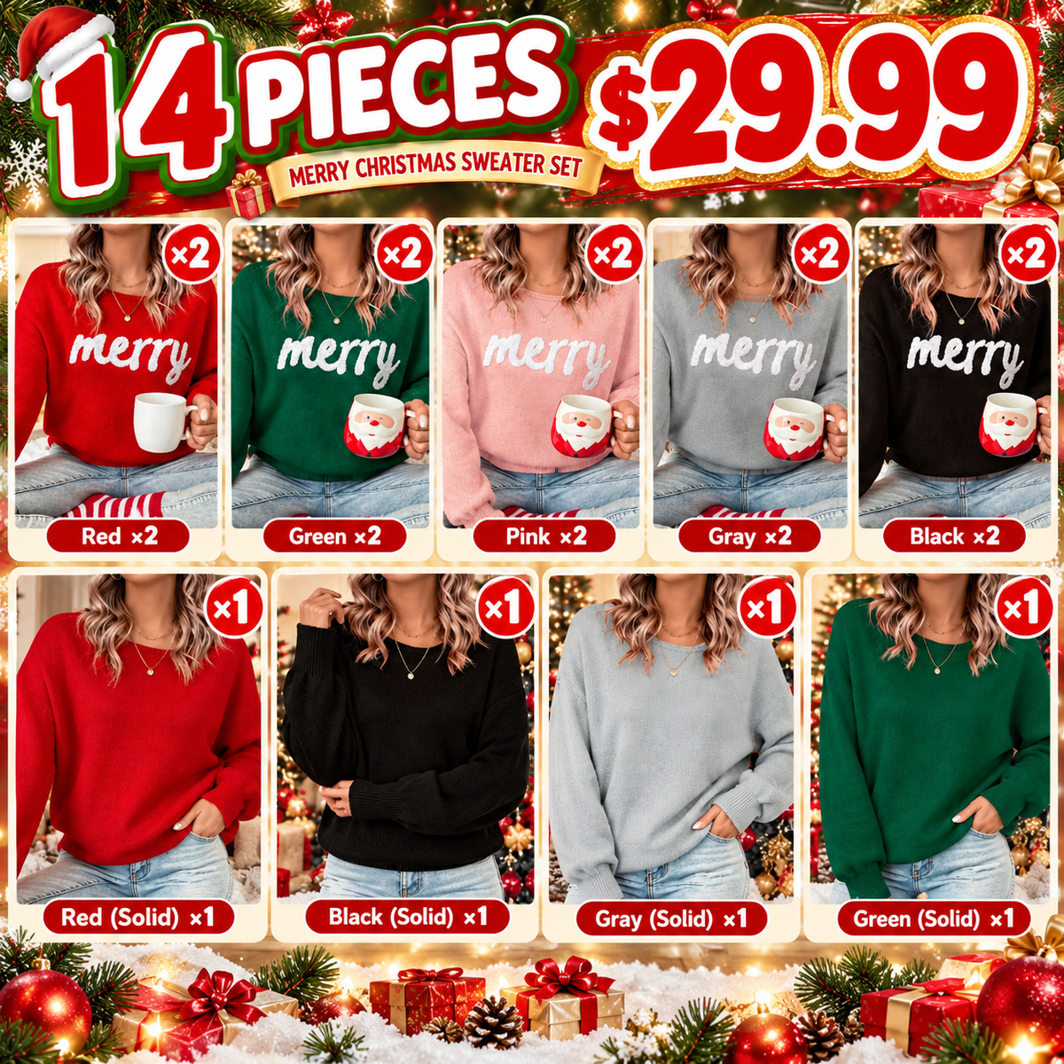 ✨ Hot Sale: Women’s Christmas Sweater – Cute Casual Knit Pullover for Fall & Winter