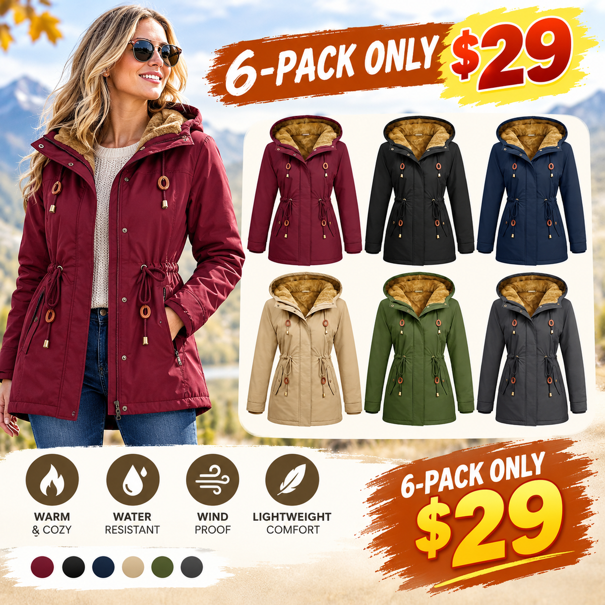 Women's Fleece Parka Jacket, Hooded, Long Warm