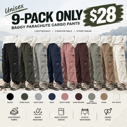 Unisex Baggy Parachute Cargo Pants – Lightweight Streetwear Trousers