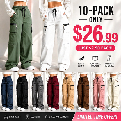 👍🔥Limited-Time 🔥Women’s lightweight loose cargo pants with multiple pockets