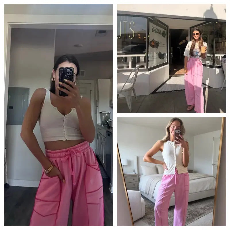 ⚡FINAL SALE⚡ Women’s Baggy Cargo Pants – High Waisted Drawstring Trousers with Pockets