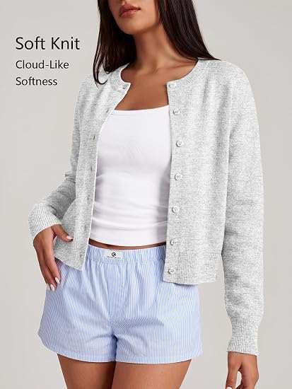 Trendy Queen Cropped Cardigan Sweaters for Women Fall Fashion Clothes