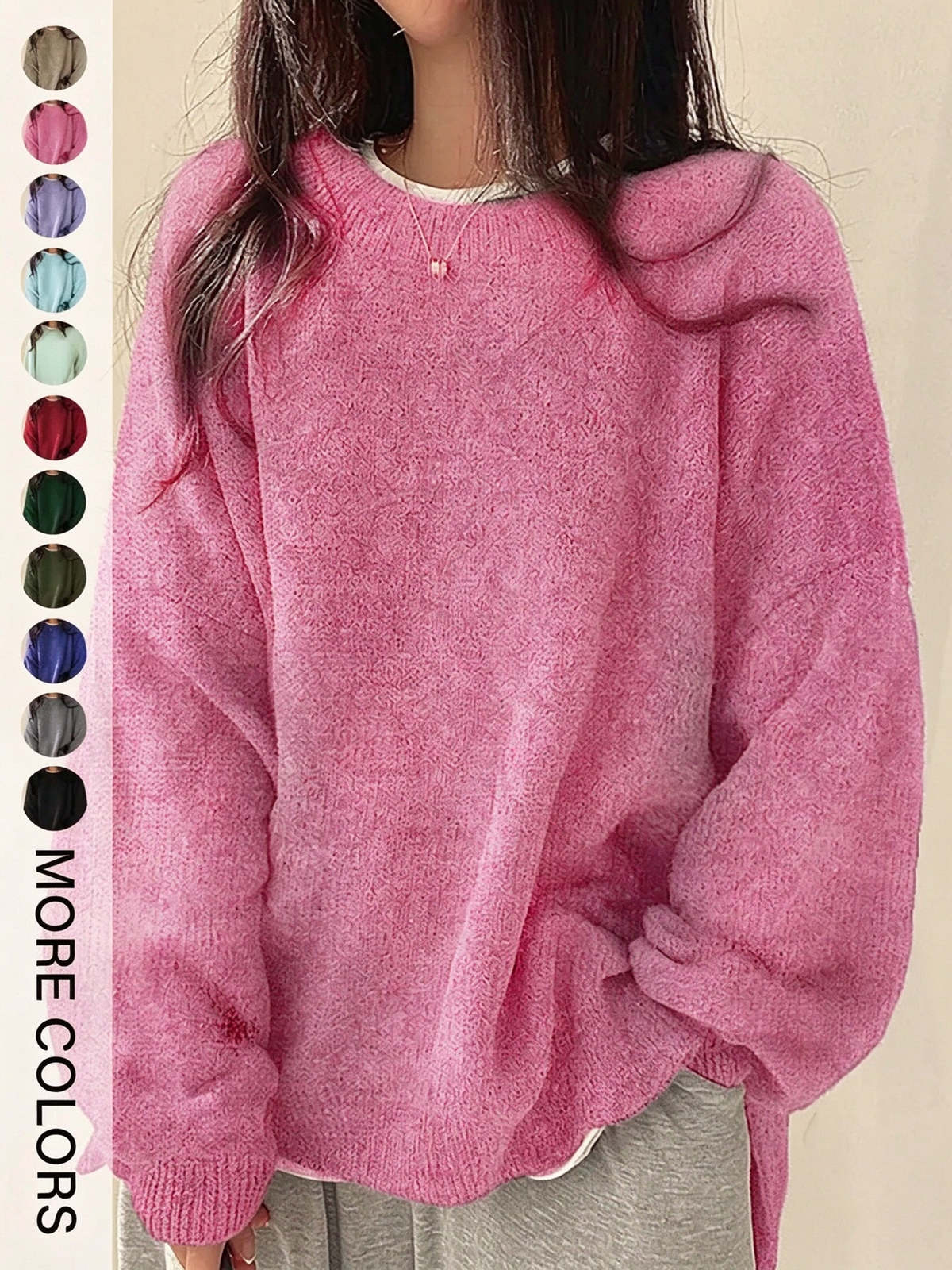 ✨Special Seasonal Offer✨Women’s Drop Shoulder Knit Sweater – Casual Long Sleeve Split Hem Pullover
