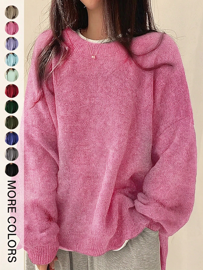 ✨Special Seasonal Offer✨Women’s Drop Shoulder Knit Sweater – Casual Long Sleeve Split Hem Pullover