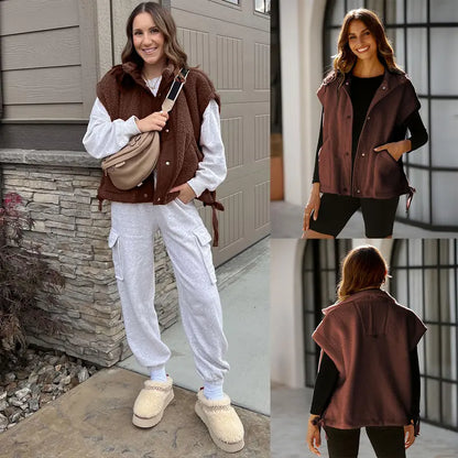 🔥 CLEARANCE SALE🔥Women’s Cozy Sherpa Vest – Warm Fleece Layer with Pockets