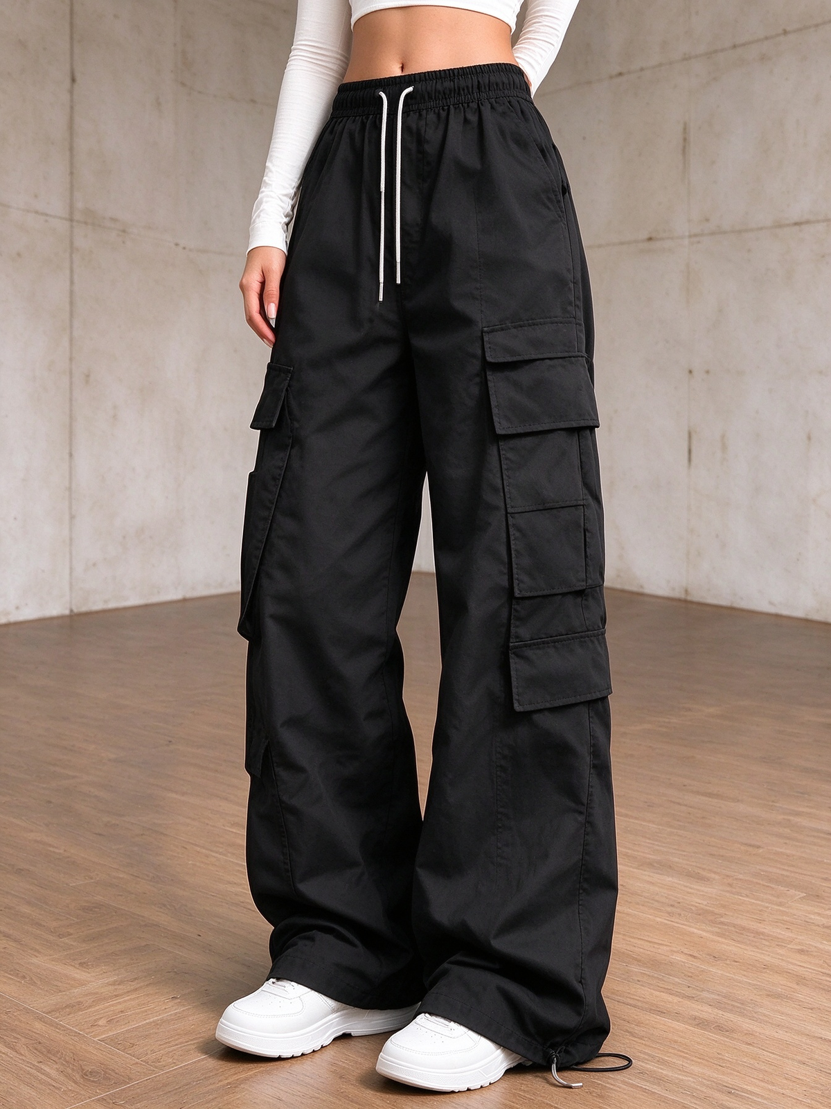✨Special Seasonal Offer✨Women's Casual Cargo Pants – Wide-Leg, Multi-Pocket Trousers with Drawstring Waist
