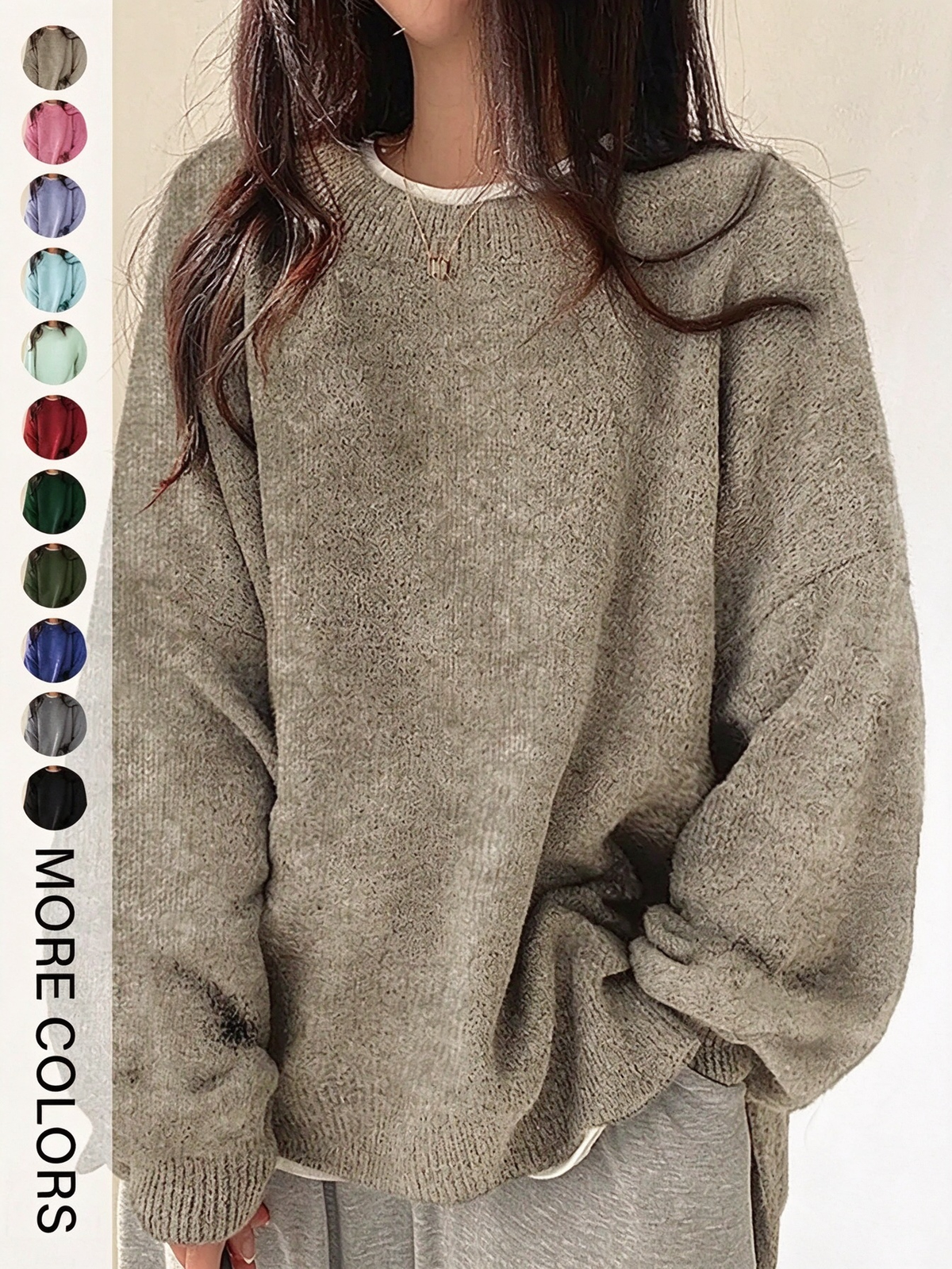 ✨Special Seasonal Offer✨Women’s Drop Shoulder Knit Sweater – Casual Long Sleeve Split Hem Pullover