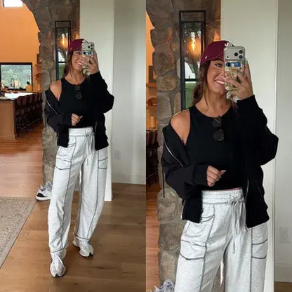 ⚡FINAL SALE⚡ Women’s Baggy Cargo Pants – High Waisted Drawstring Trousers with Pockets