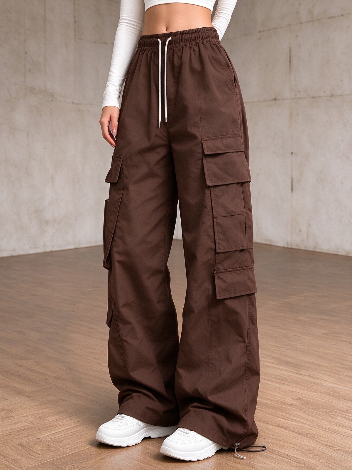 ✨Special Seasonal Offer✨Women's Casual Cargo Pants – Wide-Leg, Multi-Pocket Trousers with Drawstring Waist