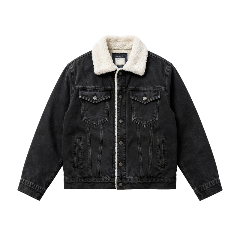 Black Sherpa Denim Jacket