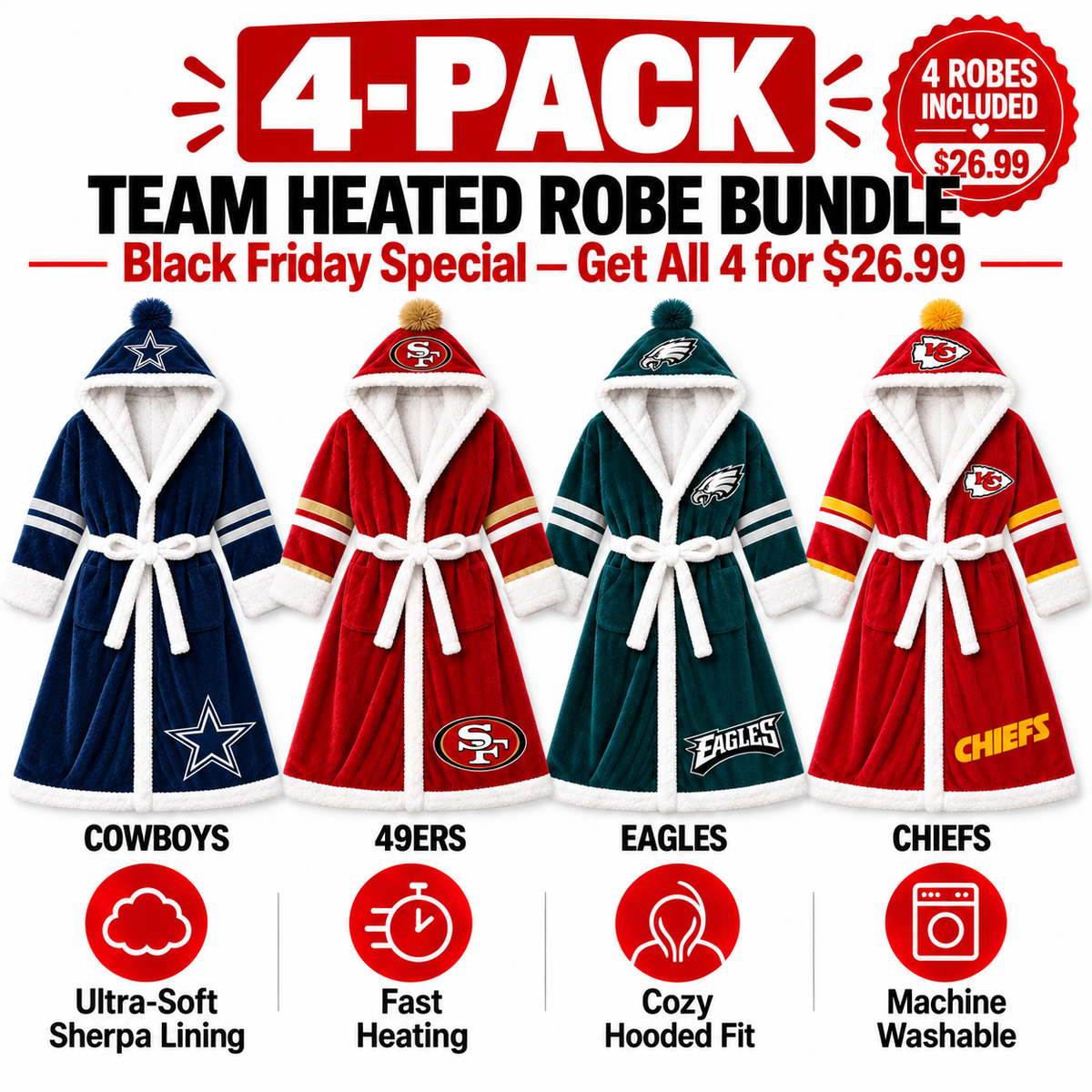 🔥 Limited-Time Deal 🔥 The Gameday Heated Robe – Cozy Comfort & Warmth