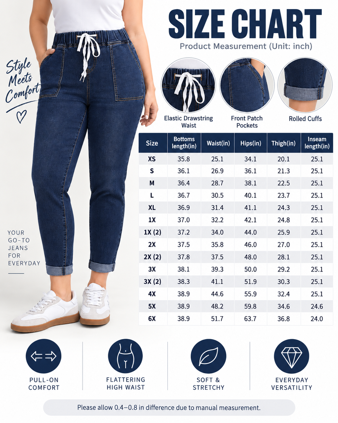 Women's High Waist Cotton Denim Skinny Jeans