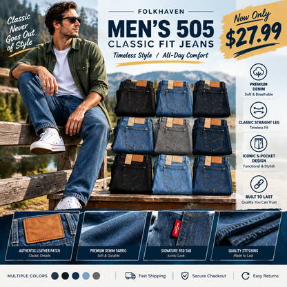 🔥Clearance sale, limited stock 🔥Men's 505 Classic Fit Jeans – Straight Leg Denim