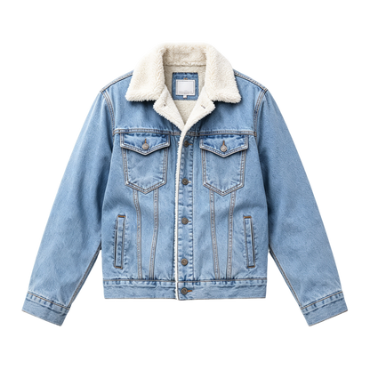 🔥 BESTSELLER | Men's Sherpa-Lined Denim Jacket – Warm Fleece Casual Jean Jacket
