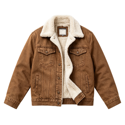🔥 BESTSELLER | Men's Sherpa-Lined Denim Jacket – Warm Fleece Casual Jean Jacket