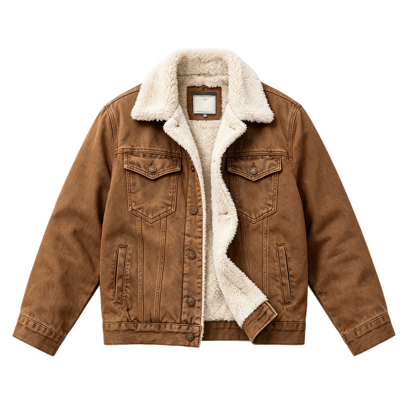 Brown Sherpa Denim Jacket