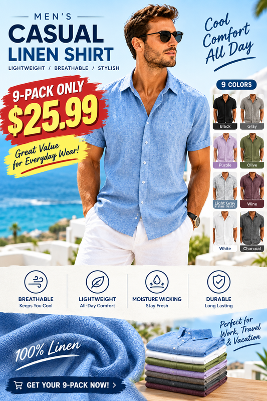 Men's Linen Shirts Short Sleeve Casual Shirts Button Down Shirt for Men Beach Summer Wedding Shirt