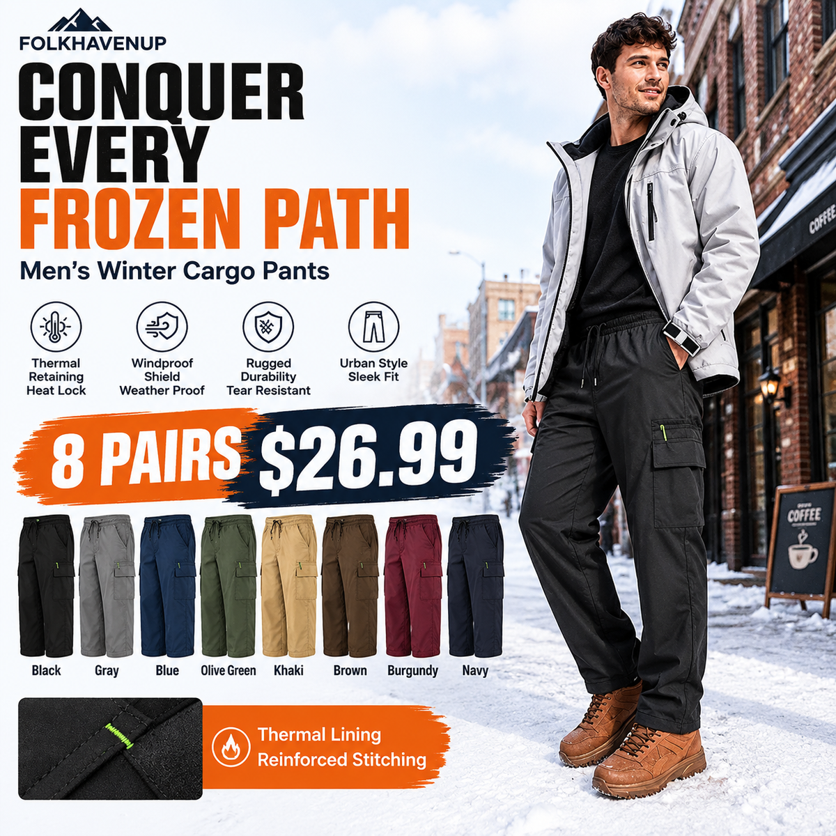 🧥 Built for Cold Days | Men’s Windproof Thermal Outdoor Pants