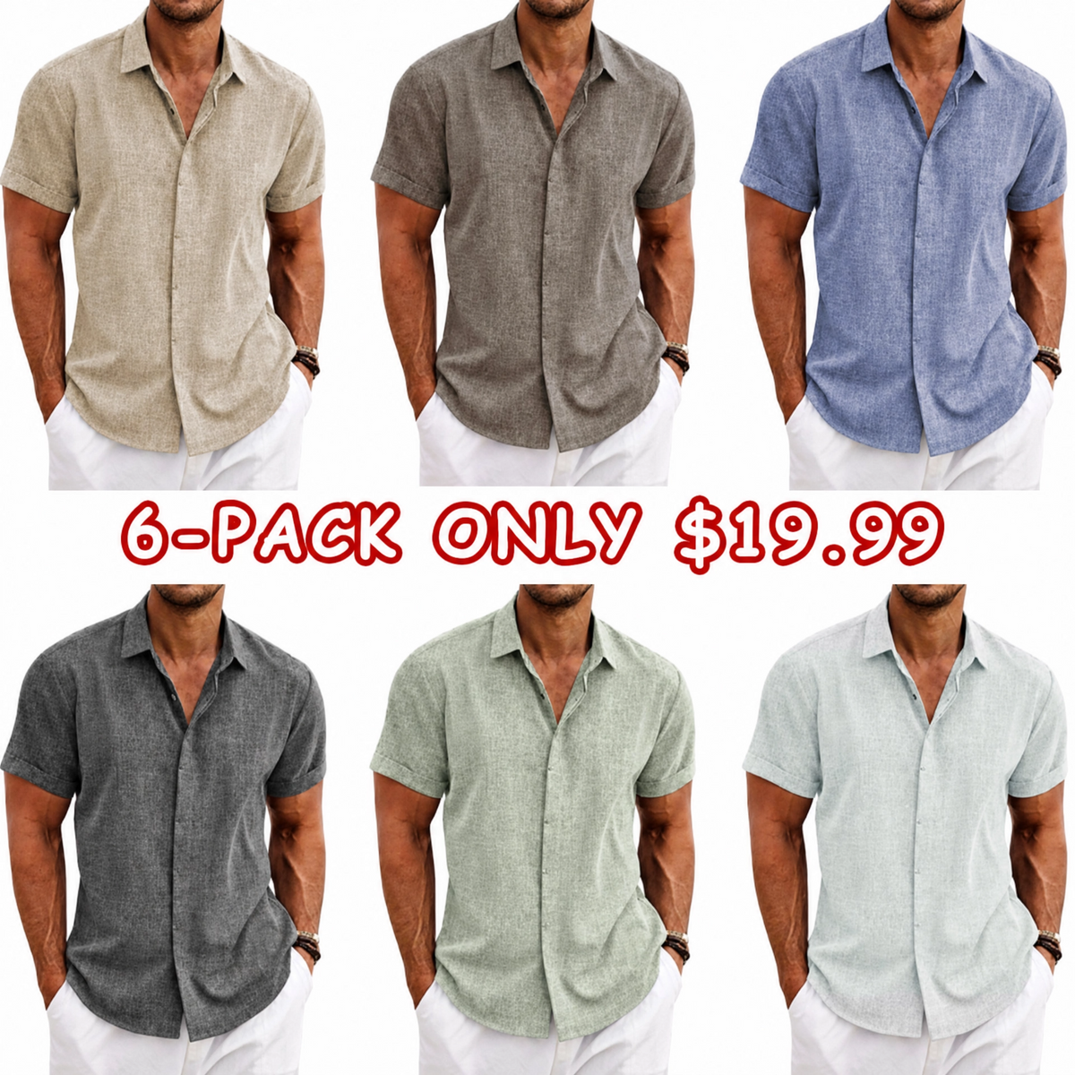 Men's Linen Shirts Short Sleeve Casual Shirts Button Down Shirt for Men Beach Summer Wedding Shirt