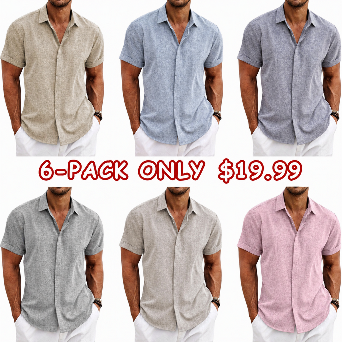 Men's Linen Shirts Short Sleeve Casual Shirts Button Down Shirt for Men Beach Summer Wedding Shirt